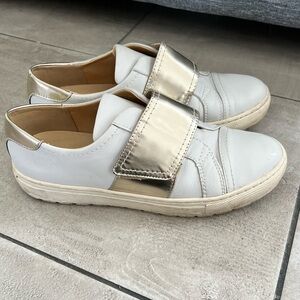 GEOX Respira White and rose Gold Slip-On Sneakers with Velcro